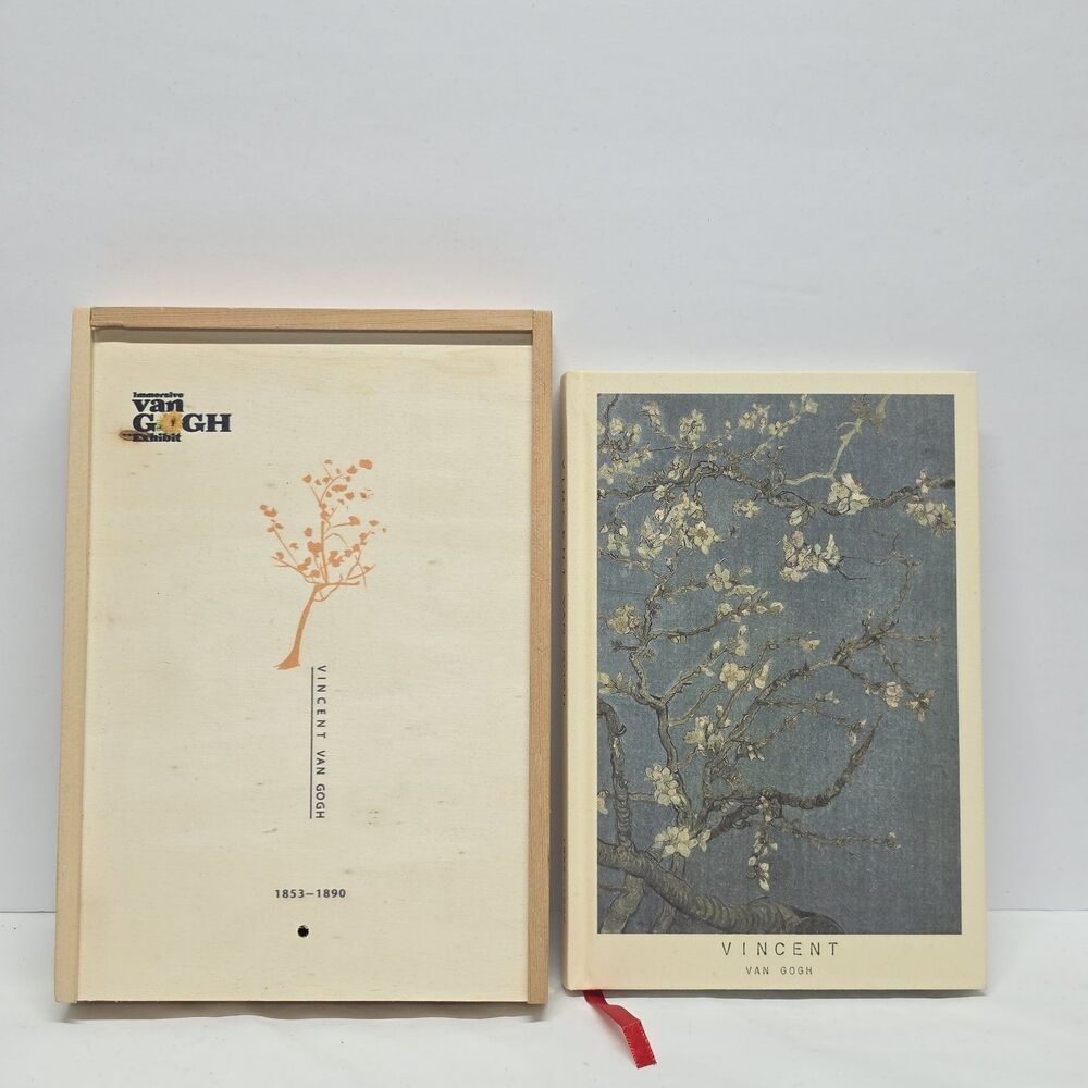 Immersive Van Gogh Museum Exhibit Notebook Journal In Wooden Box Almond Blossom